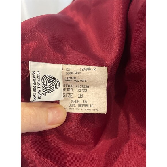 Koret Blazer Jacket Womens Size 18 Red Wool Button Front Lined Vintage - Picture 9 of 9